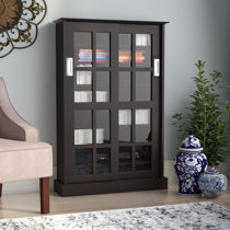 Media Storage Cabinet With Glass Doors - Deeper